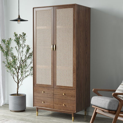 Simple and Modern Solid Wood Rattan Woven Creative Wardrobe