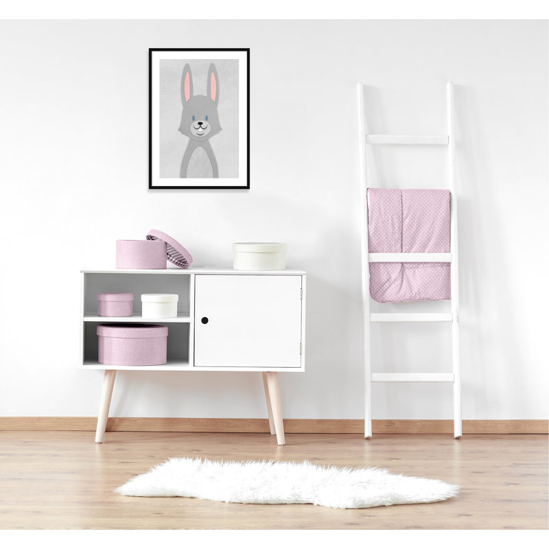 Cheery Bunny Art, 34.5" H x 24.5" W x 1.18" D, Black Box Framed