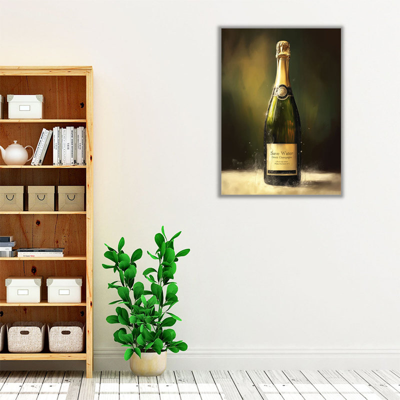 «Drink Champagne», reproduction d'art sur toile, H 40 po x l 30 po