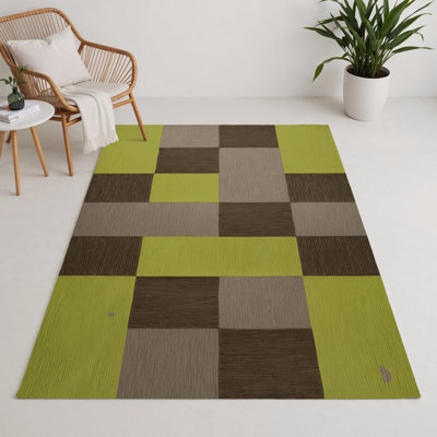 Tapis d'intérieur et d'extérieur à carreaux vert