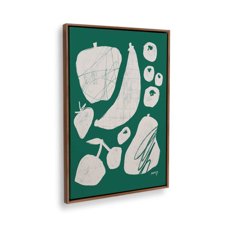 «Abstract Fruit Green» par Garima Dhawan, reproduction d'art, H 40 po x l 30 po, Brun, Cadre flottant