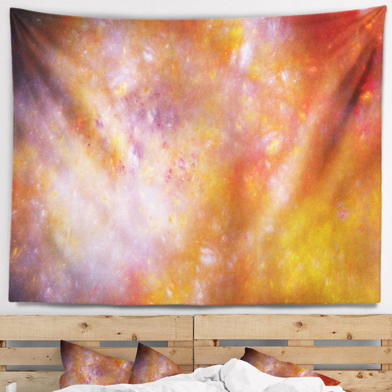 Tapisserie bleu ciel starry abstract yellow, H 68 po x l 80 po