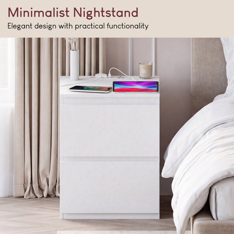 39.5 cm W Bedside Table, White