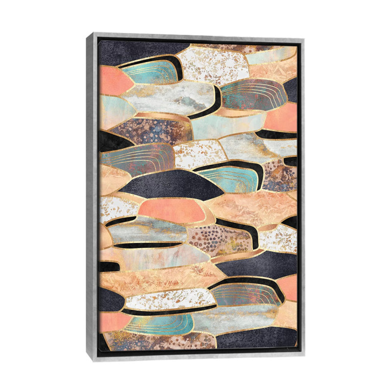 Jolie pierre par Elisabeth Fredriksson-impression d’art graphique, H 26 po x l 18 po x P 1,5 po, Toile avec cadre argenté
