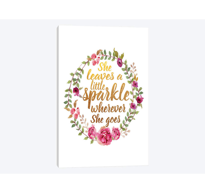 « she leaves sparkle », impression sur toile tendue, H 26 po x l 18 po x P 1,5 po, Toile tendue, Pas de tapis