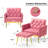 Zianny Velvet Accent Chair with Ottoman-673816103