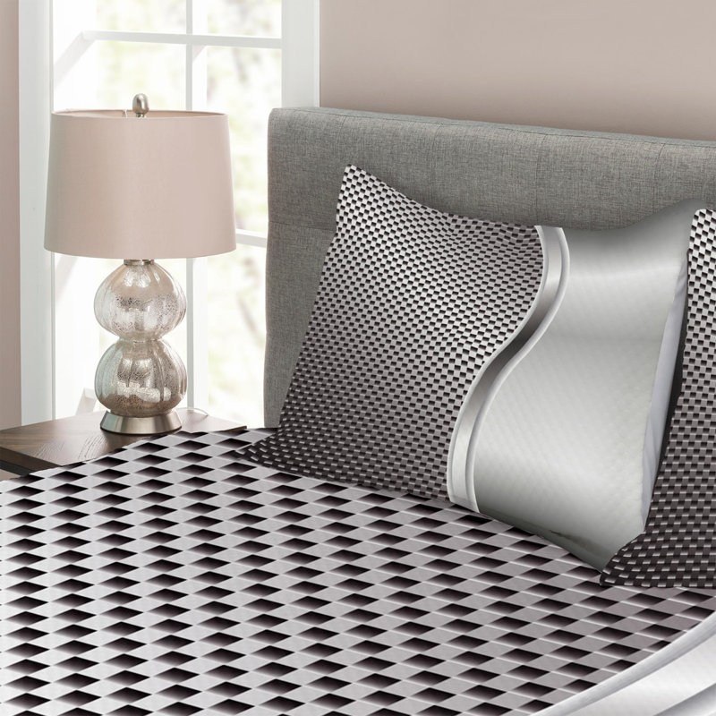 Modern & Contemporary Polyester Geometric Shapes Coverlet, King Coverlet + 2 Shams