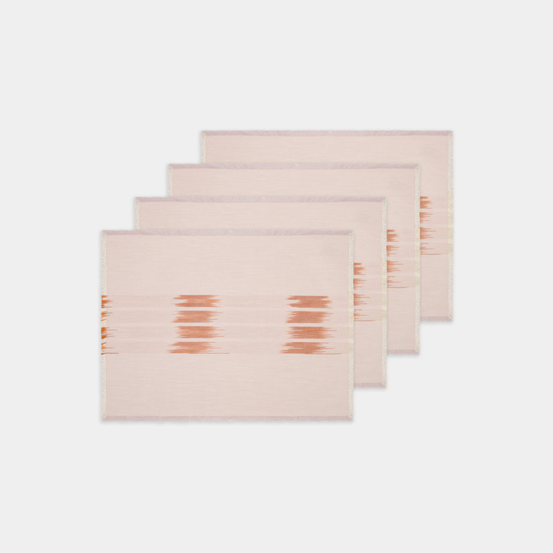 Peshtemal Ikat Cotton Fringe Placemats, Pink;Orange