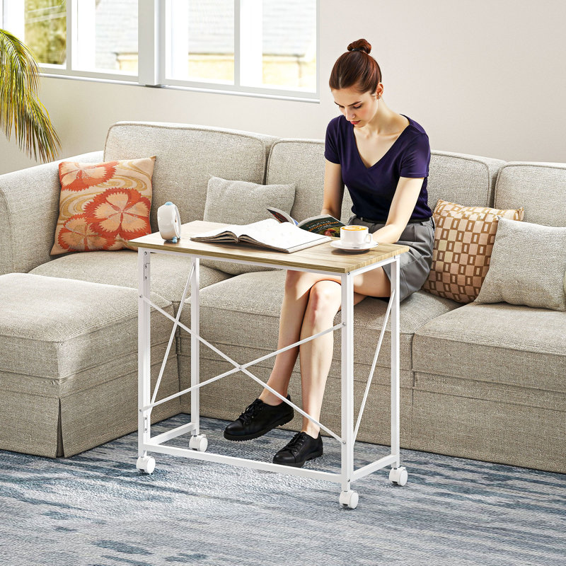80Cm W Rectangular Writing Desk, Natural Wood Finish/White