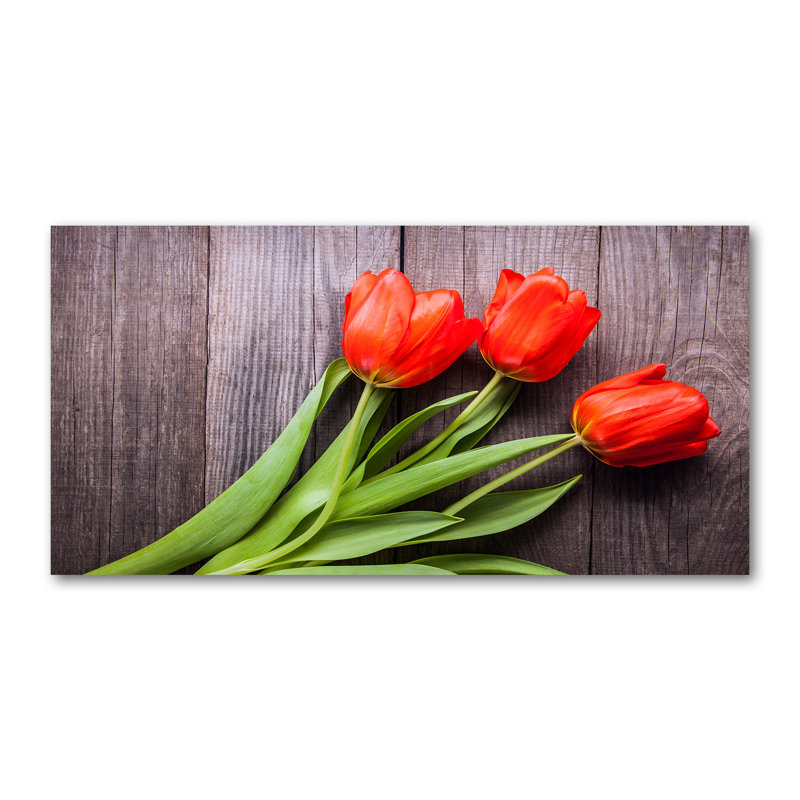 Red Tulips - Wrapped Canvas Print