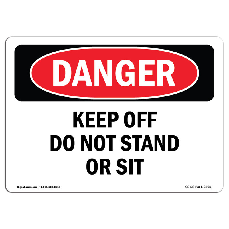 Danger Sign, 12" H x 18" W x 0.1" D