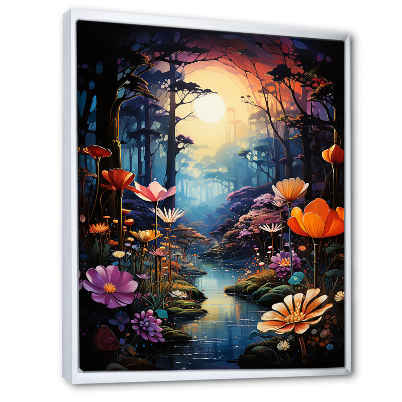 Chromatics Rainbow Forest - impression, H 32 po x l 16 po x P 1 po, Cadre flottant blanc