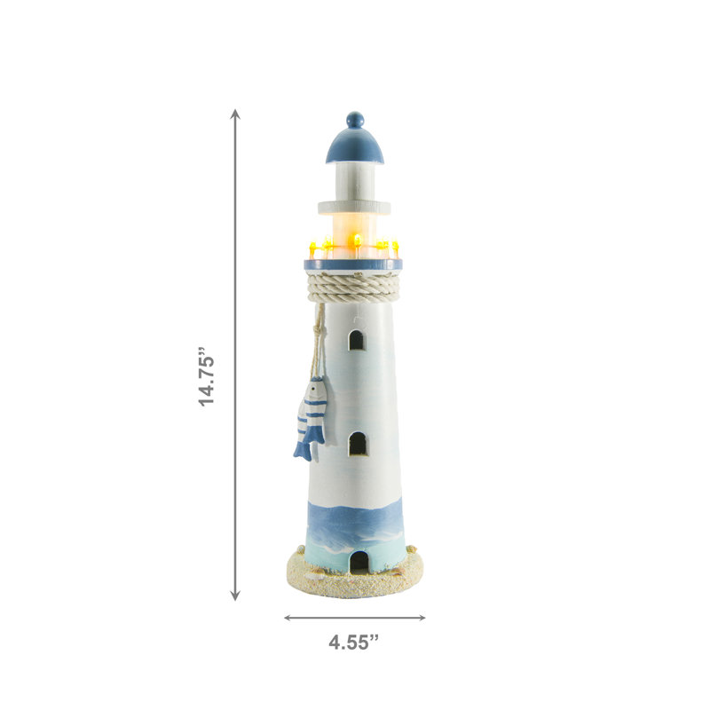 Phare en bois 14,75 po Haight, H 14,75 po x l 4,55 po x P 4,55 po