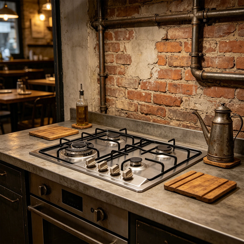 Cuisinière à gaz en acier inoxydable