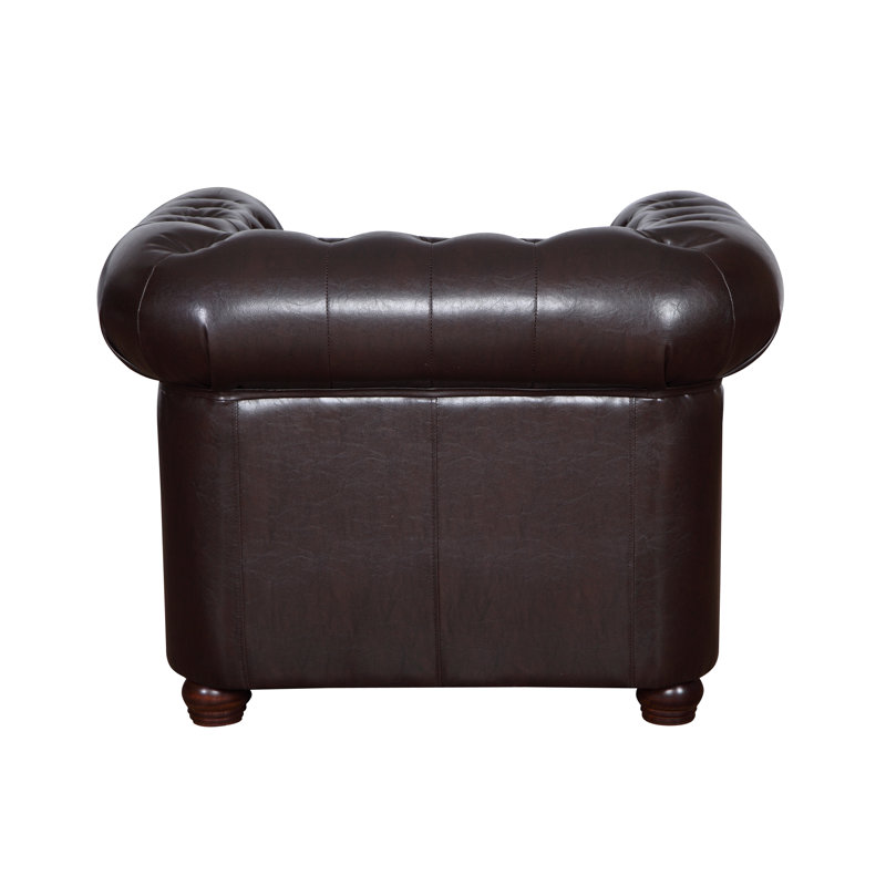 Auer Faux Leather Chesterfield Chair, Dark brown