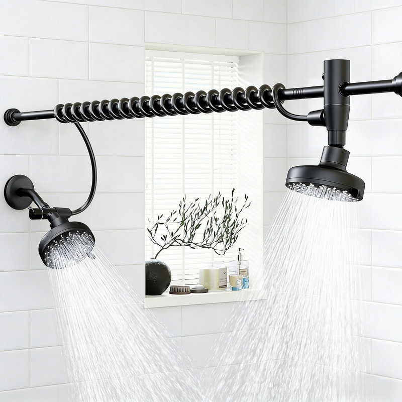 Dual Shower Head With Original Adjustable Slider, High Pressure Double Shower Head For Two People Rod, 2 Showerhead System For Couples, Renter-Friendly, SPA-Like, Gift For