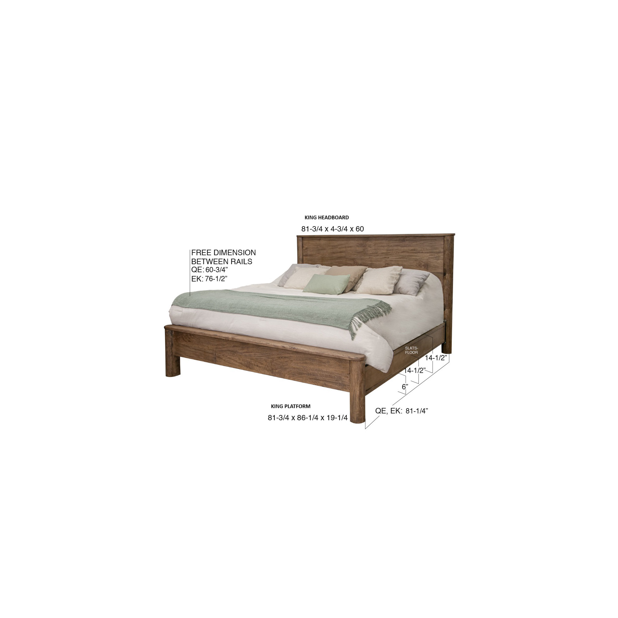 Quinn Solid Wood Bed, King