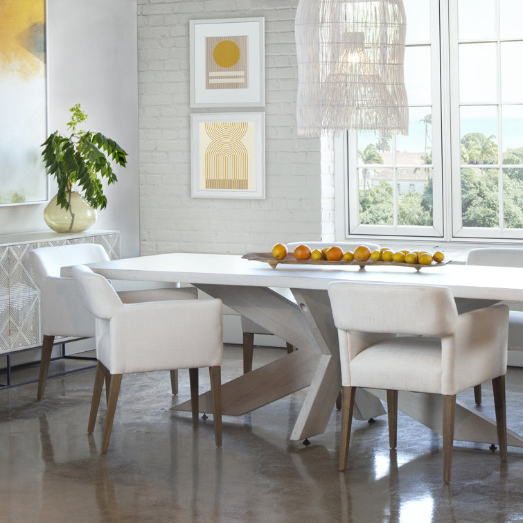 Performance fabric dining chair (Cormac Rolling Dining Chair Performance Fabric Helio Oyster KQ)