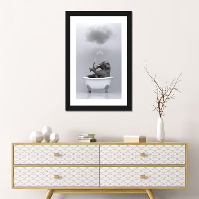 «Elephant Relaxing in the Bath 3» par Mike Kyiv - reproduction d'art