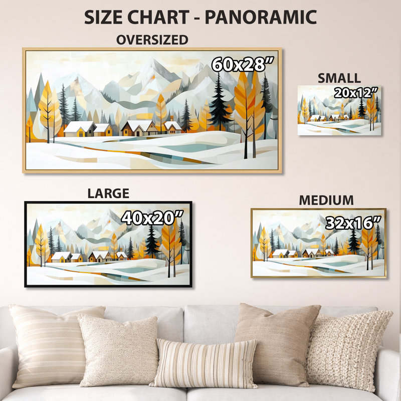 Reproduction d'art encadrée montagne blanche blanc jaune des Alpes Suisses en hiver I, H 24 po x l 32 po
