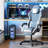 Soontrans Gaming Chair with Footrest High Back Ergonomic Gamer Chair with Headrest and Massage Lumbar Cushion Racing Reclining Video Game Chair for Adults, Green-1261299432