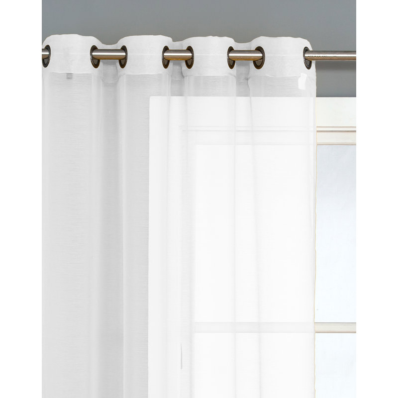 Semi Sheer Curtain Single Panel, White, 100" W x 84" L