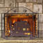 Metal Rustic Fireplace Screen 3-Panel Cabin Lodge Pine Cone Design