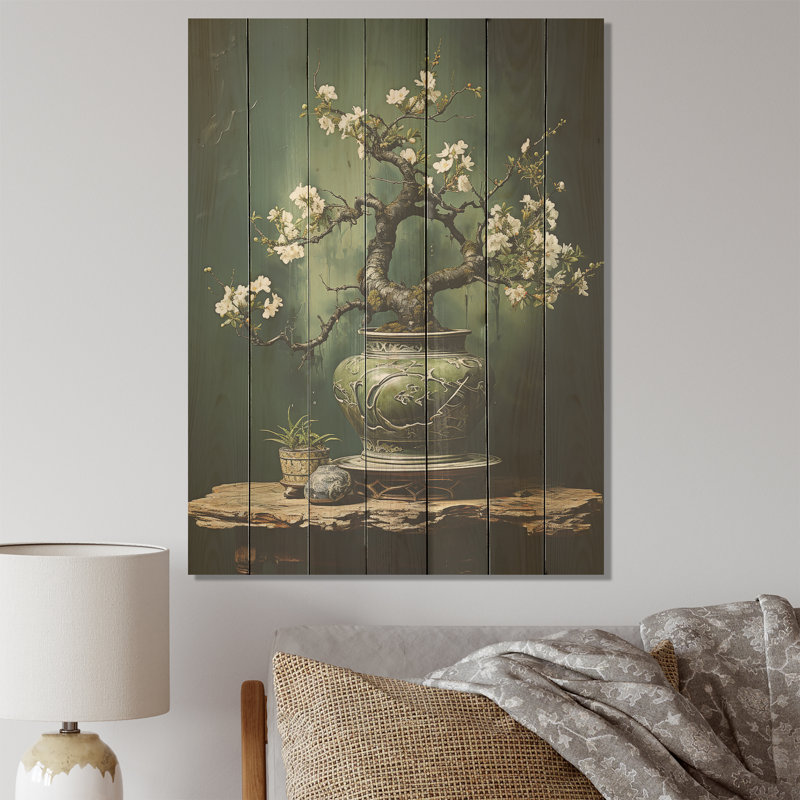 Bonsaï antique III - Bonsaï sur bois, H 44 po x l 34 po