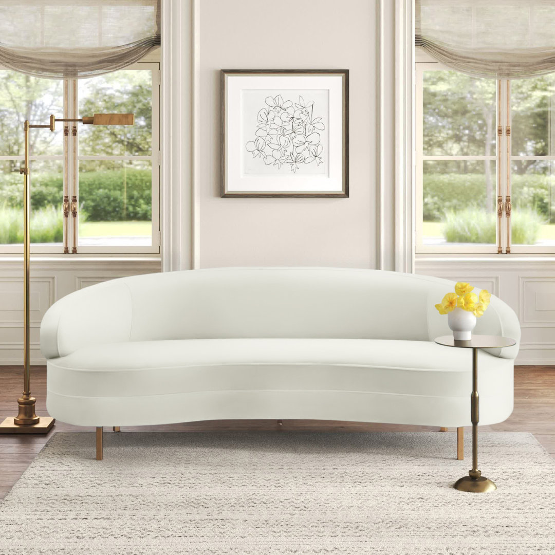 Jacqeuline 89.4" Velvet Recessed Arm Sofa Kelly Clarkson Home 