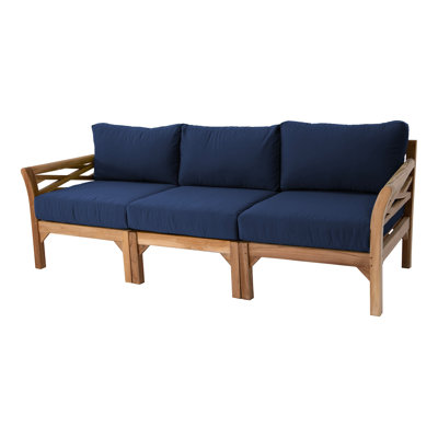 Boduram 84.75'' Wide Teak Patio Sofa with Sunbrella® Cushions