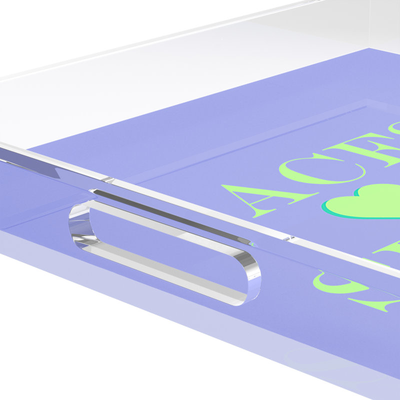 Abstract Decorative Tray, 2" H x 17" W x 10.5" D, Lime Hydrangea