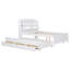 Lit plateforme double en bois avec lit gigogne et tête de lit à DEL, avec tiroirs, blanc-948839988-948839977