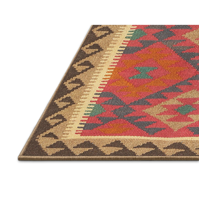 Tapis noir/orange/beige contemporain Folwell, Rectangle 2 pi x 3 pi