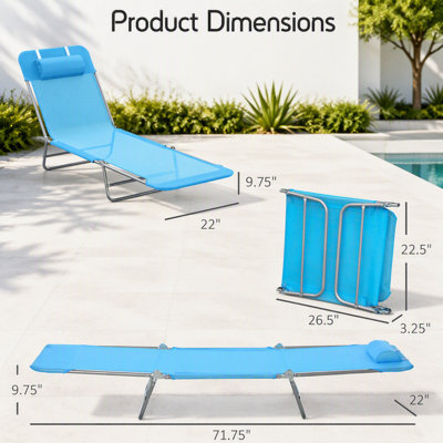 Chaise longue portative pliante portable avec dossier réglable et filet respirant, parfaite pour se détendre à la piscine, à la plage ou dans la cour