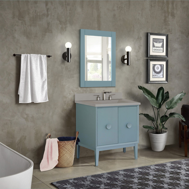 Ensemble de meuble-lavabo simple 31 po Crumley, Gris, Turquoise / bleu