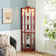 Armoire de coin vitrée éclairée avec tablettes réglables