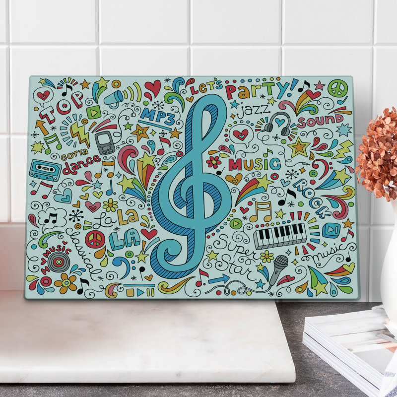 Planche à découper musicale en verre à domicile east urban