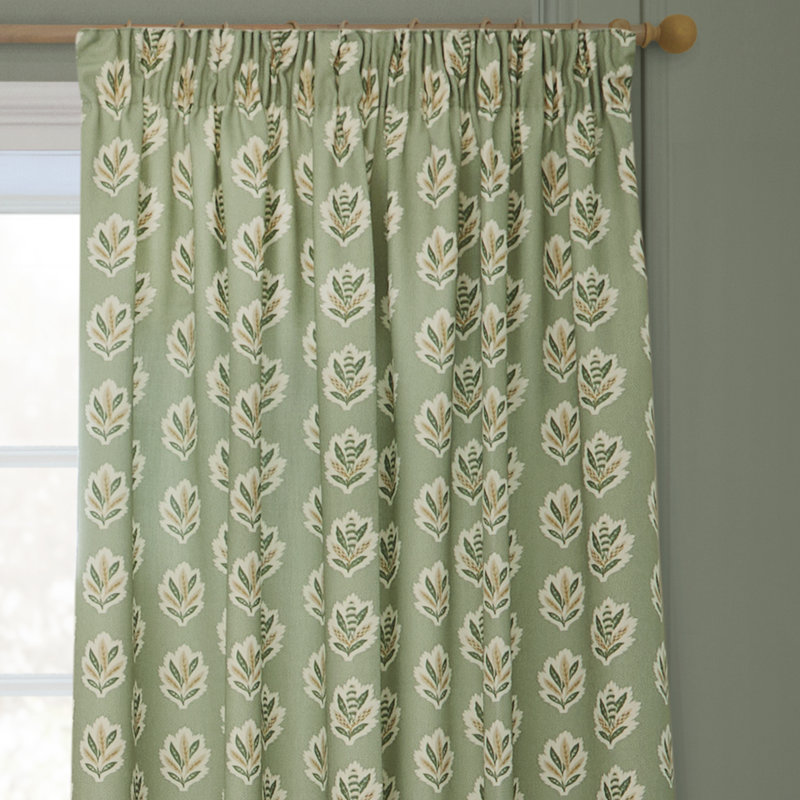 Sessile Leaf Room Darkening Curtain Panel Pair, Light Green, 46.06cm Width x 137cm Drop