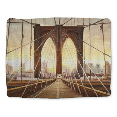 Napperon Sunset on Brooklyn Bridge - Hyperrealist Home Decor