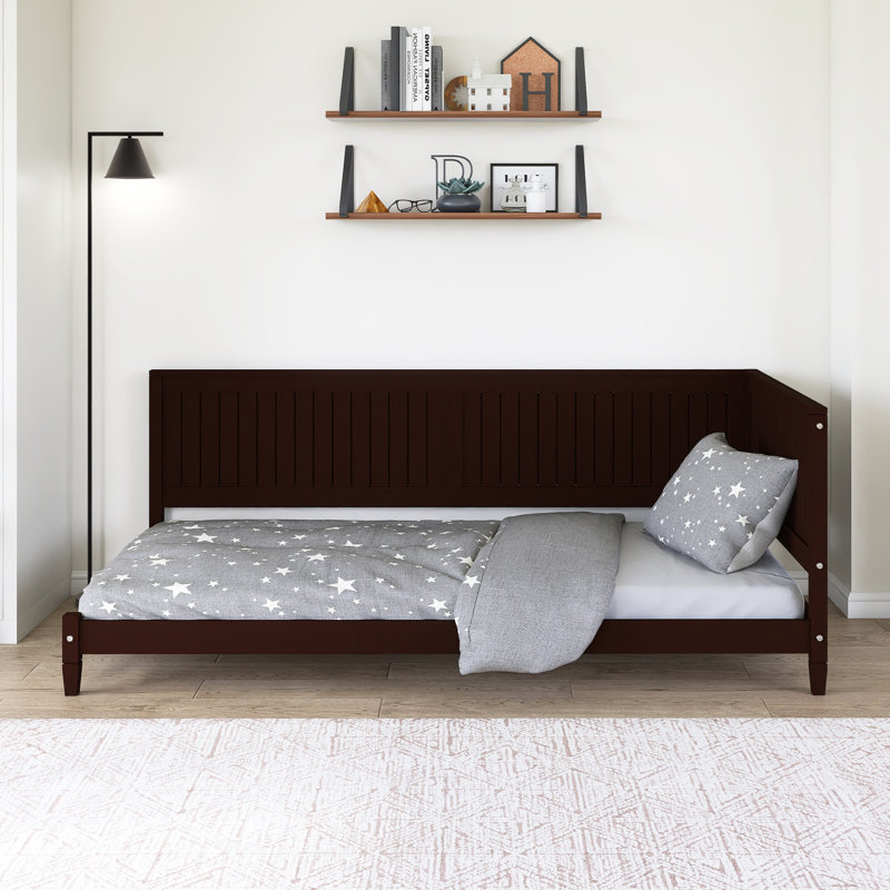 Lit plateforme en bois avec accoudoirs, Lit simple, Espresso