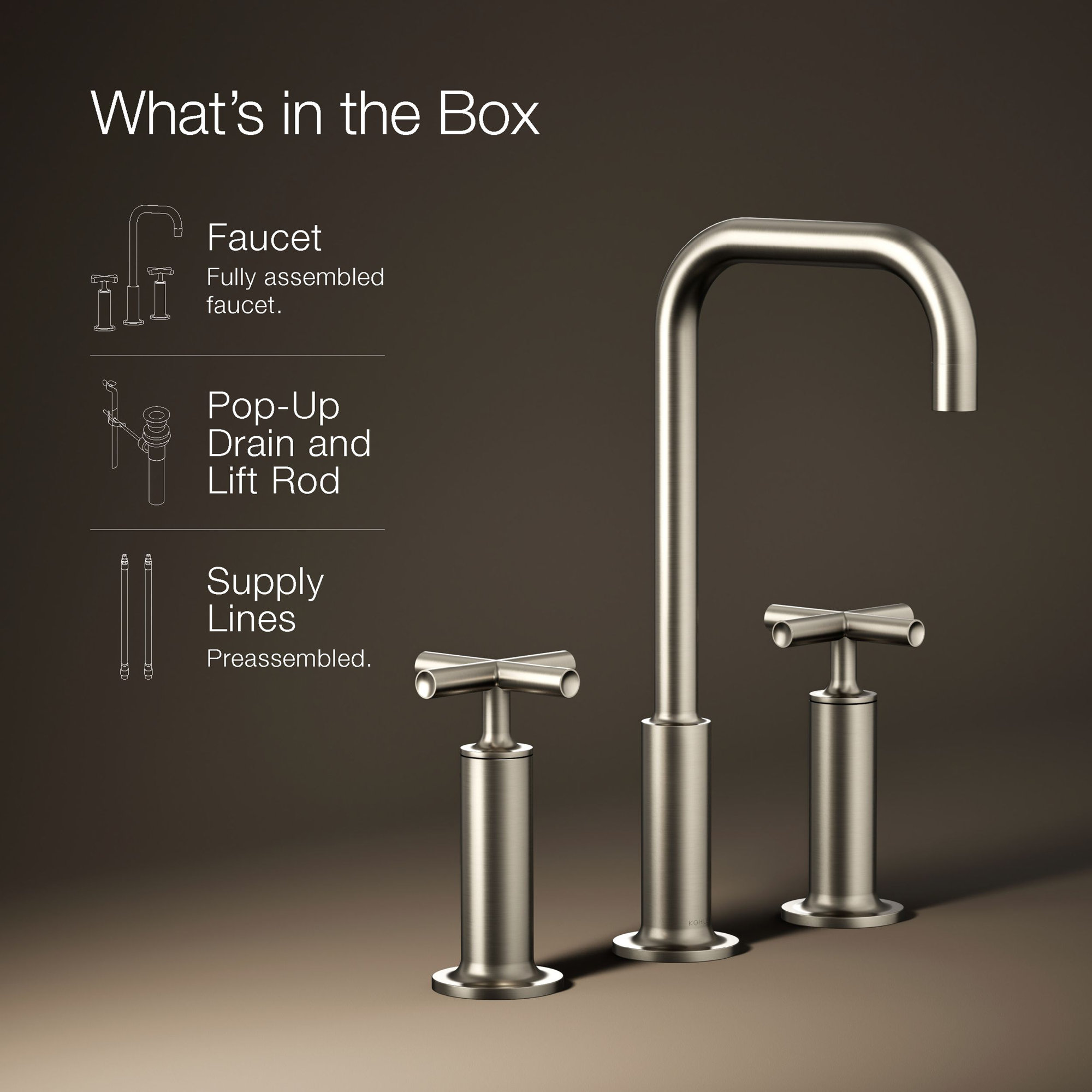 Purist Widespread Bathroom Sink Faucet with High Cross Handles and High Gooseneck Spout, Vibrant Brushed Nickel