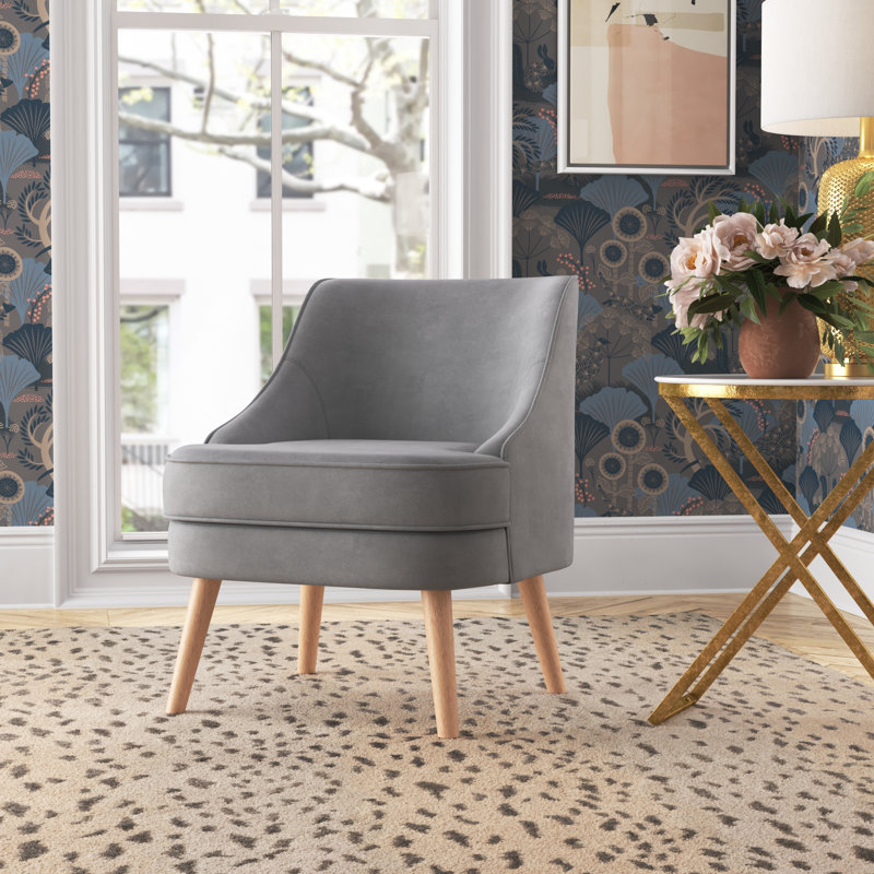 Jomira Velvet Side Chair, Gray Velvet