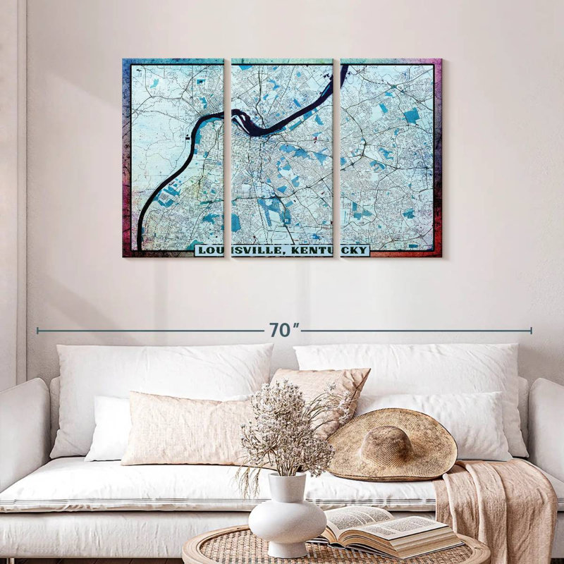 Aliaz Louisville City Map, 28" H x 45" W
