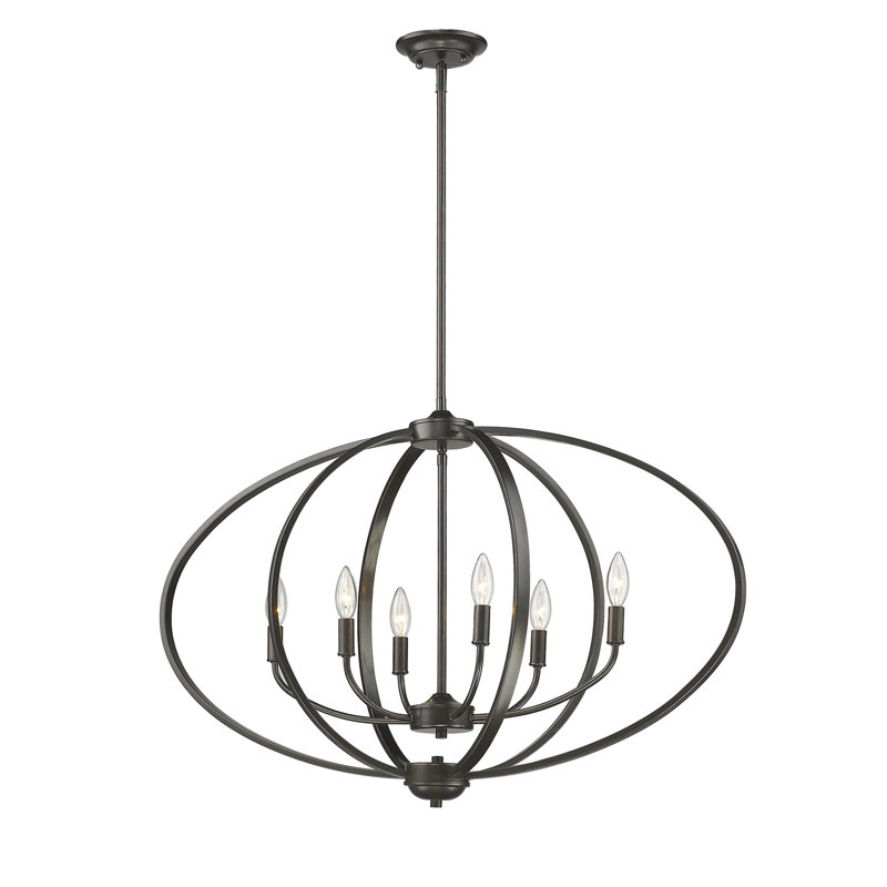 Petitt 6 - Light Dimmable Chandelier, Etruscan Bronze, No Shade