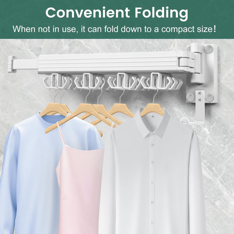 Wall Mount Clothes Drying Rack, White