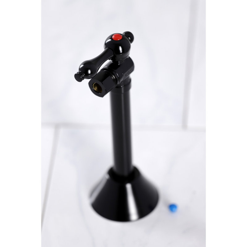 Kingston Brass Vintage 1/2-Inch Sweat x 3/8-Inch OD Comp Quarter-Turn Angle Stop Valve with 5-Inch Extension, Matte Black