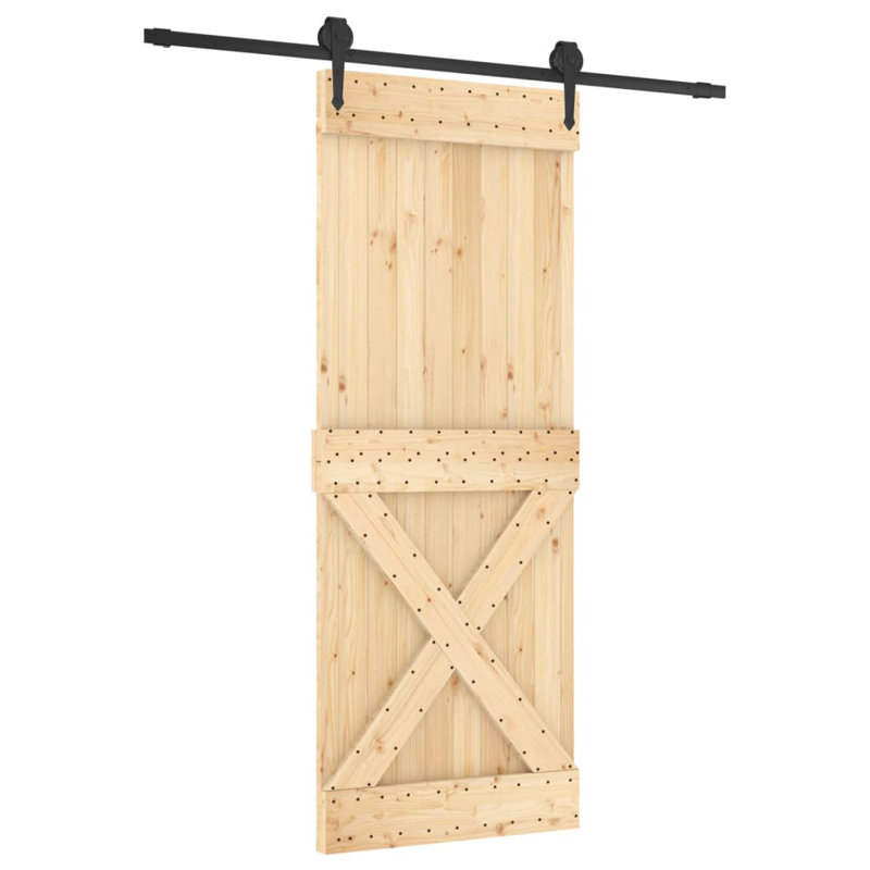Porte coulissante avec quincaillerie Vidaxl, 27,6 po x 82,7 po, Noir/naturel