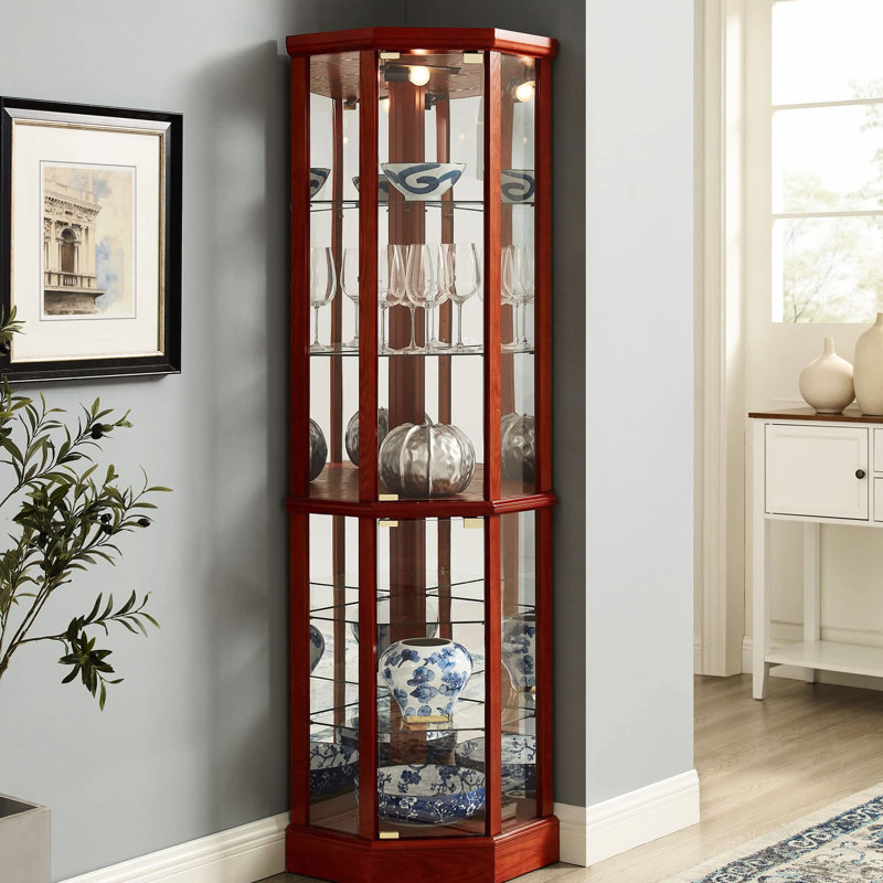 Vitrine à 6 tablettes Cherry, H 22,86 po x l 17,96 po x P 69,96 po, Cerisier