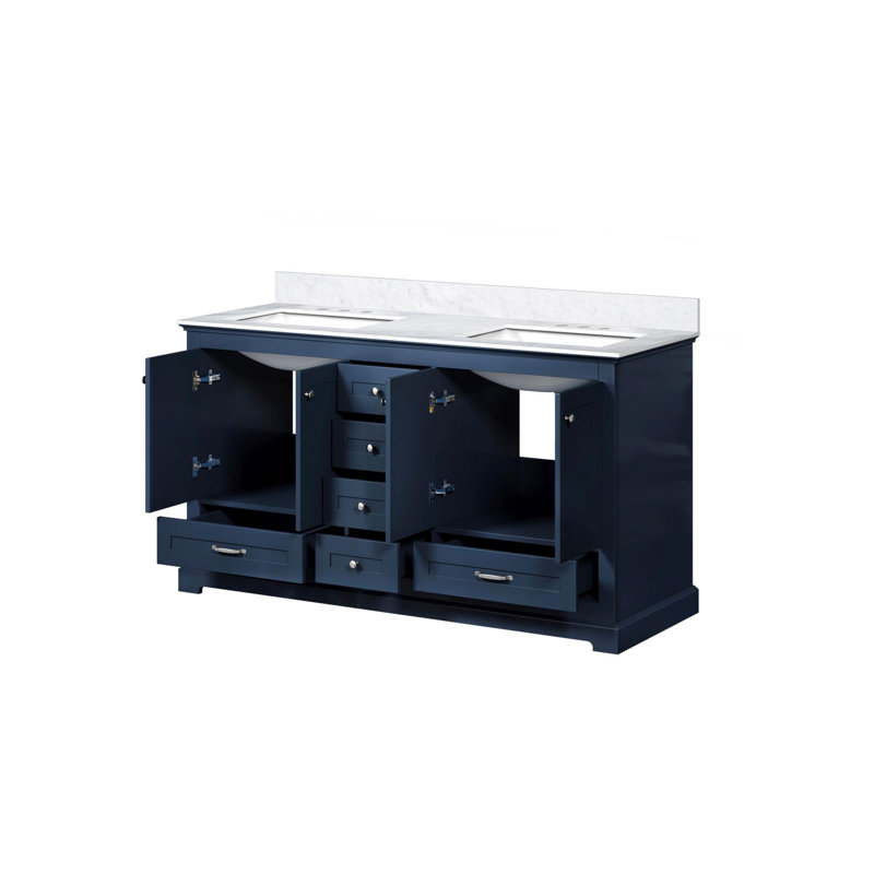 Meuble-lavabo double avec comptoir en marbre de Carrare, Marine