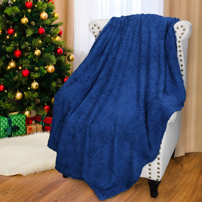 Jeté en sherpa super doux 50 "x 60", couverture unie pour lit toutes saisons